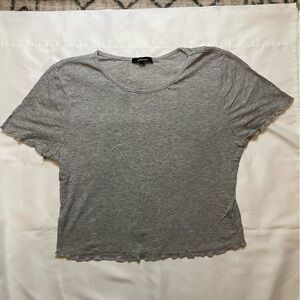 Ambiance size large light gray ribbed crop top